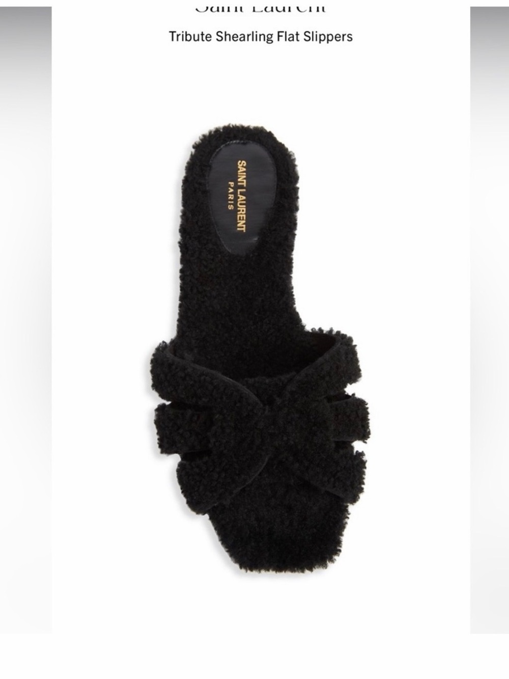 Saint Laurent Black Shearling Knotted Slide Slippers